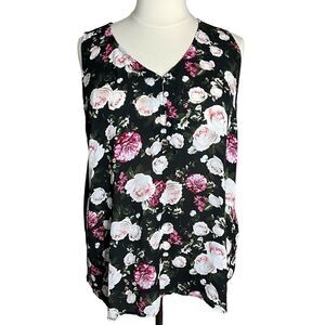 Torrid Georgette Knit Back Top Size 4X Black Floral Front Black Back Hi-Lo
